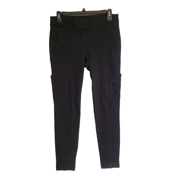 Women's LOFT Black Rayon/Nylon Skinny Pleated Pants Side Pockets | Size 2 - Picture 1 of 10